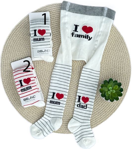 Колготи демісезонні Belino "I love family" 6-12 місяців 01671 фото Колготи демісезонні Belino "I love family" 6-12 місяців 01671 фото