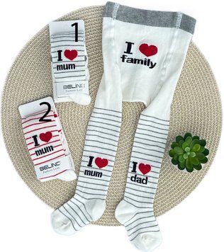 Колготи демісезонні Belino "I love family" 12-18 місяців 01672 фото